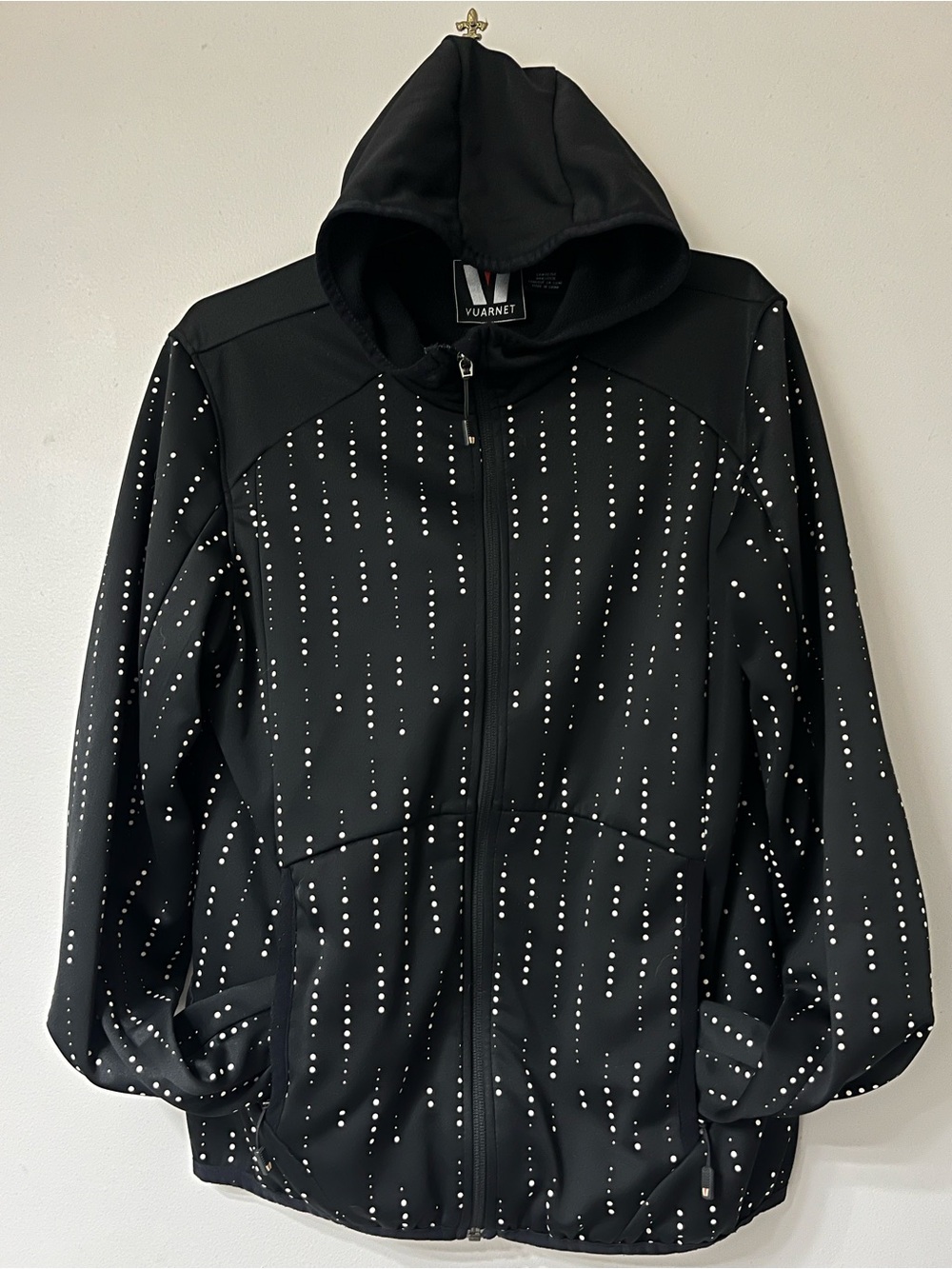 Retro Vaurnet France Women's Black Hooded Zip Performance Jacket L